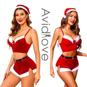 AVIDLOVE Velvet Christmas Santa Set with Christmas Hat Women’s Sz XL